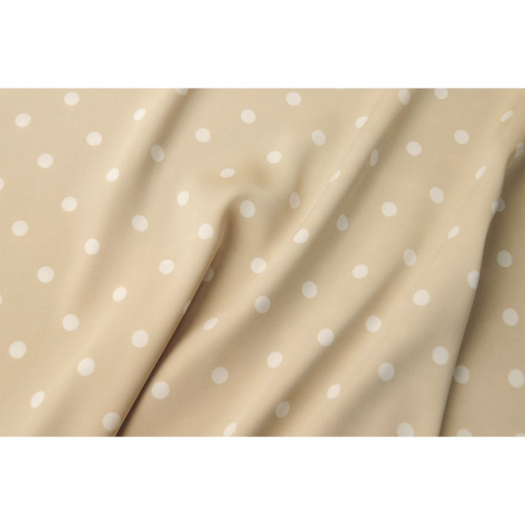 Ткань шелк Армани в горошек 90г/м? 97% ПЭ 3% Спандекс шир.150см арт.АШ2369.01 цв.01 бежевый уп.5м Ткань шелк Армани в горошек 90г/м? 97% ПЭ 3% Спандекс шир.150см арт.АШ2369.01 цв.01 бежевый уп.5м