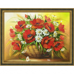 Набор для изготовления картин АЛМАЗНАЯ ЖИВОПИСЬ арт.АЖ.1348 Маки в корзине 40х30 см