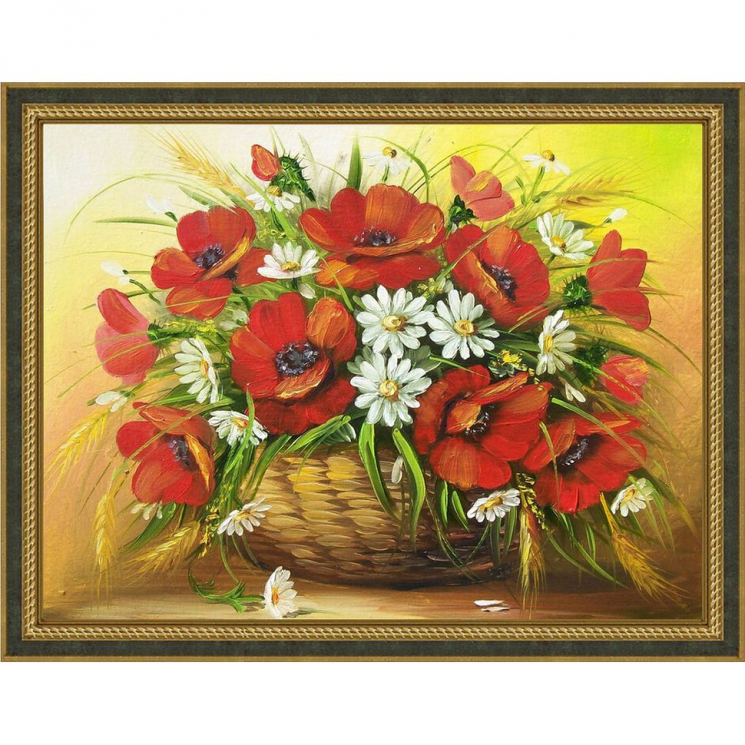 Набор для изготовления картин АЛМАЗНАЯ ЖИВОПИСЬ арт.АЖ.1348 Маки в корзине 40х30 см