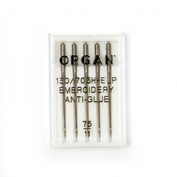 Иглы для бытовых швейных машин ORGAN Вышивальные Anti-Glue №75, уп.5 игл