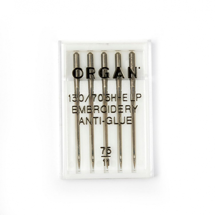 Иглы для бытовых швейных машин ORGAN Вышивальные Anti-Glue №75, уп.5 игл