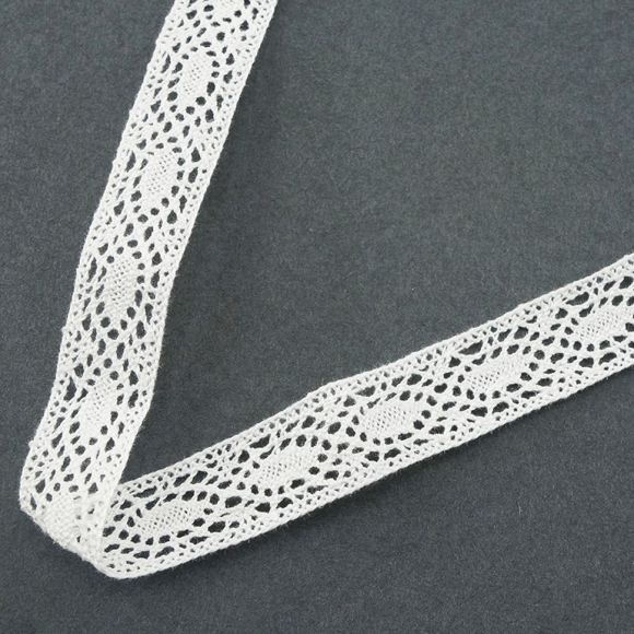 Мерсеризованное хлопковое кружево, 16 мм, белый