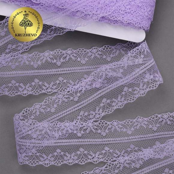 Кружево-трикотаж KRUZHEVO арт.TBY 150-1 шир.40мм цв.11 св.сиреневый, уп.27,4м