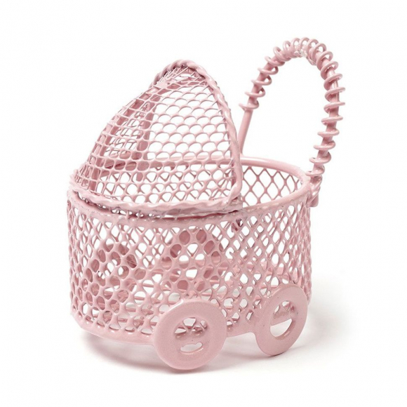 Колясочка Y-435/2 арт.КЛ22498 ажурная 4х3х5см металл цв.розовый