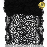 Кружево-стрейч KRUZHEVO арт.TBY.6389 шир.190мм цв.02 черный уп.3м