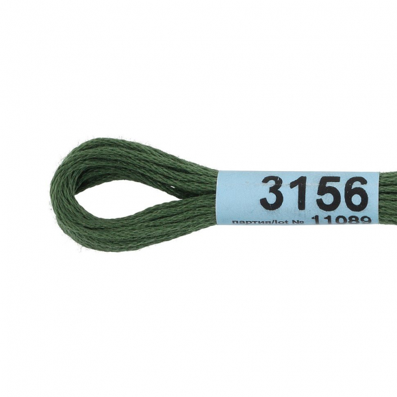 Нитки для вышивания Gamma мулине (3071-3172) 100% хлопок 24 x 8 м цв.3156 зеленый хаки