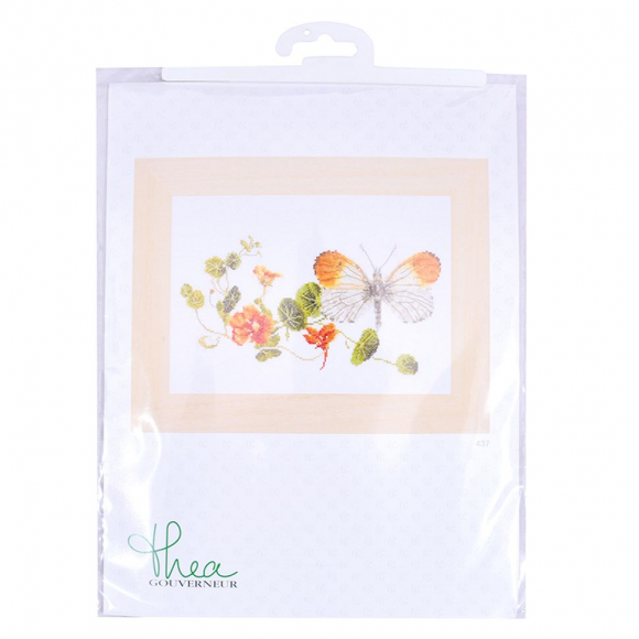 34968_Набор для вышивания "Бабочка-настурция", канва лён 36 ct
