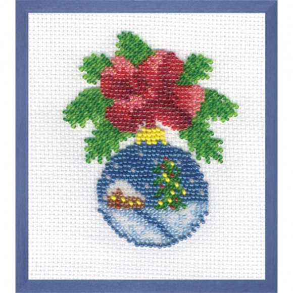 Набор для вышивания KLART арт. 8-047 Новогодний шарик с домиком 10х12 см