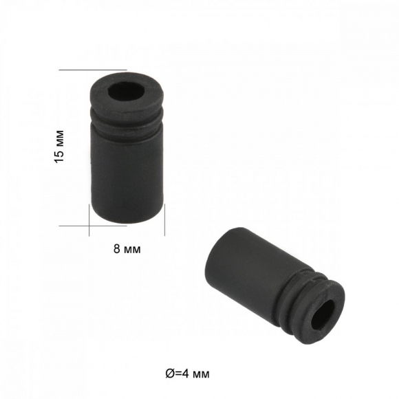 Наконечник для шнура металл TBY OR.0305-5373 (15х8мм) цв.черная резина уп.100шт
