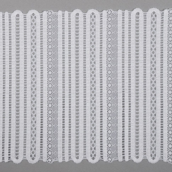 Кружево-стрейч KRUZHEVO арт.TBY.01880 шир.180мм цв.01 белый уп.25м