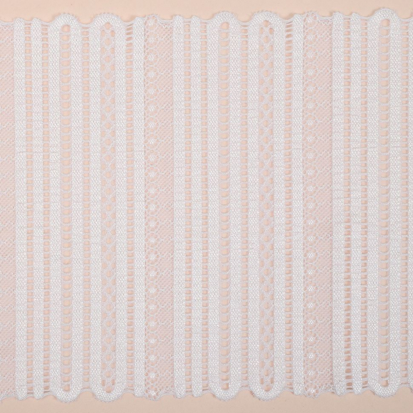 Кружево-стрейч KRUZHEVO арт.TBY.01880 шир.180мм цв.01 белый уп.25м