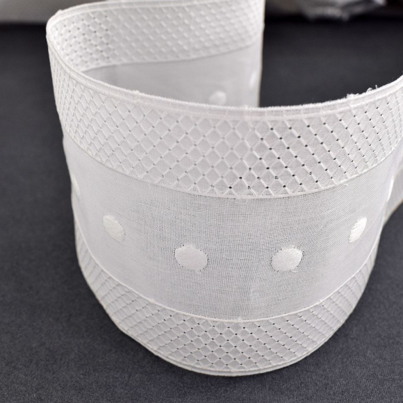 Шитье-вышивка на батисте, прошва, 90 мм, цвет белый