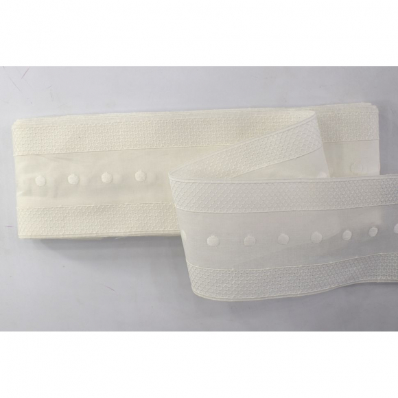 Шитье-вышивка на батисте, прошва, 90 мм, цвет белый