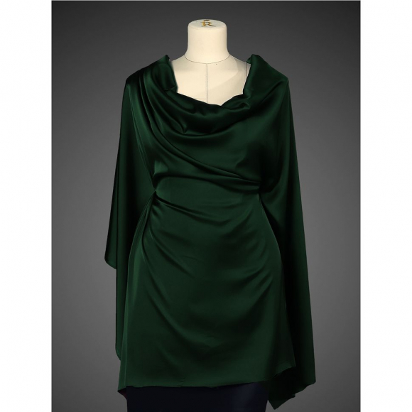 Ткань шелк Армани 90г/м? 97% ПЭ 3% Спандекс шир.150см арт.TBYArm-133-2 цв.133 т.зеленый рул.25м