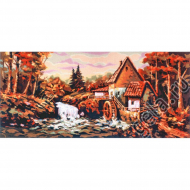 Канва жесткая с рисунком "Водопад у мельницы"