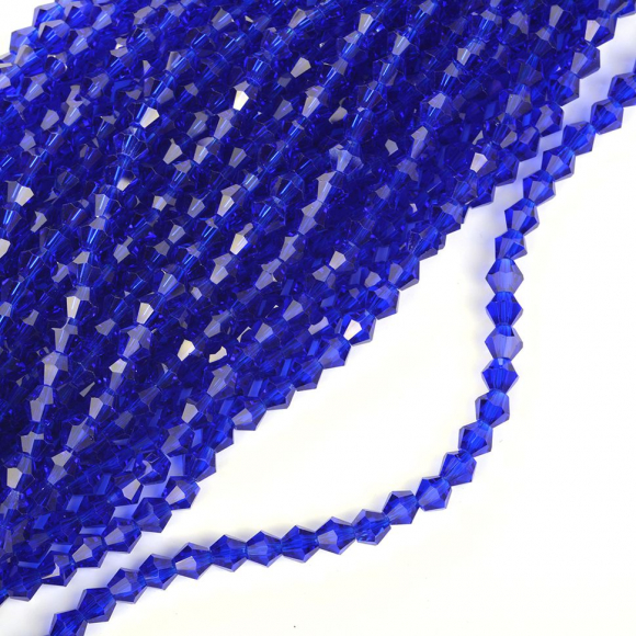 Бусины граненые Биконус (стекло) на нитях арт.TBY-K-2  6х6мм отвер.1,5мм цв.11 василек уп.3шт х50 бусин