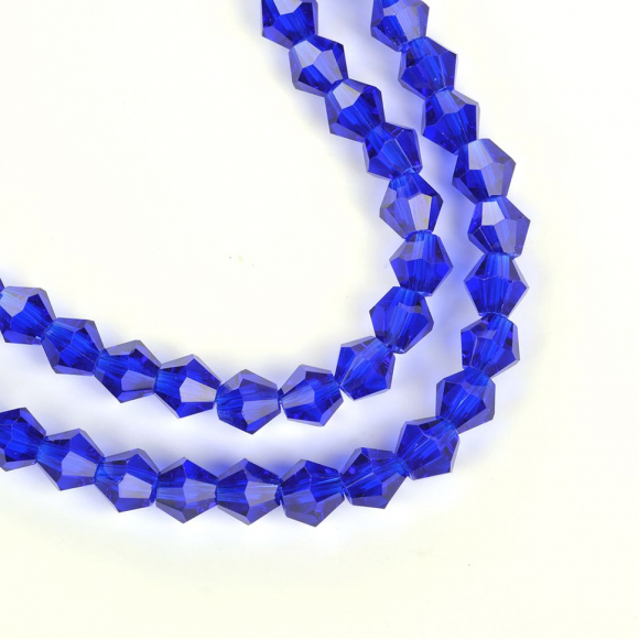 Бусины граненые Биконус (стекло) на нитях арт.TBY-K-2  6х6мм отвер.1,5мм цв.11 василек уп.3шт х50 бусин
