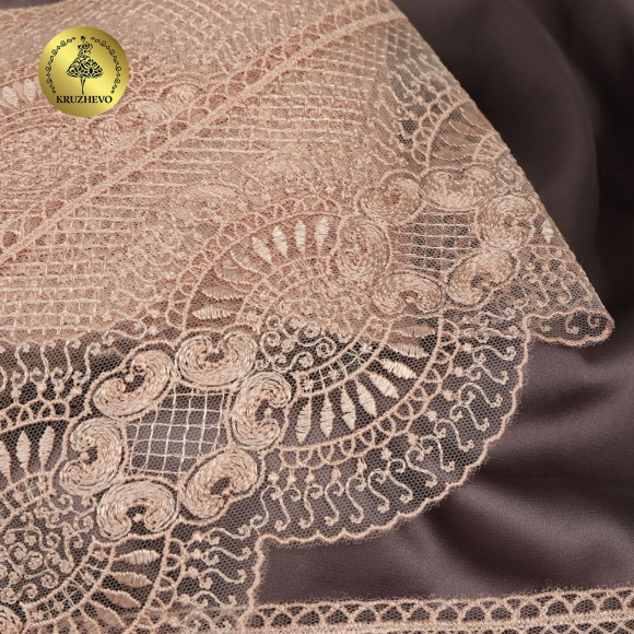 Кружево на сетке KRUZHEVO арт.TR.2118 шир.120мм цв.розовый уп.13,5м