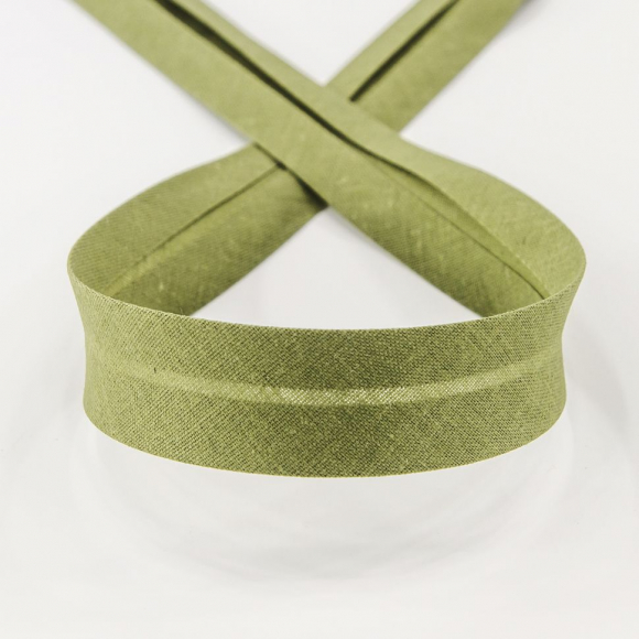 Косая бейка хлопок/полиэстер 20 мм, 25 м, цвет 28, защитный