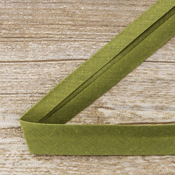 Косая бейка хлопок/полиэстер 20 мм, 25 м, цвет 28, защитный