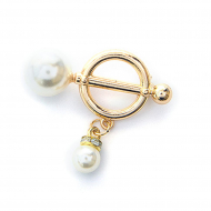 Булавка декоративная Колечко с жемчугом арт.UF.352 40х35мм цв.золото уп.5шт 40х35мм