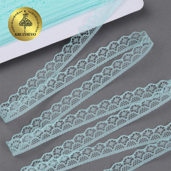 Кружево-трикотаж KRUZHEVO арт.TBY 150-2 шир.12мм цв.08 мята, уп.27,4м