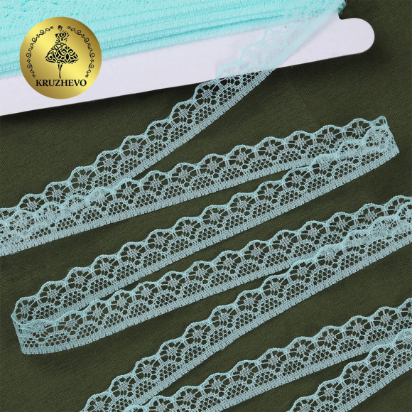Кружево-трикотаж KRUZHEVO арт.TBY 150-2 шир.12мм цв.08 мята, уп.27,4м