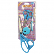 85345_Набор ножниц 21 и 11,5 см с рулеткой и вспарывателем, цвет голубой