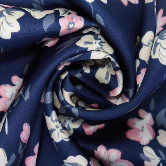 Ткань шелк Армани 90г/м? 97% полиэстер, 3% спандекс шир.145см арт.Р.20235.01 цв.01 синий рул.30м