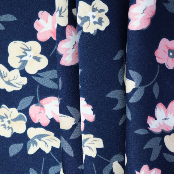 Ткань шелк Армани 90г/м? 97% полиэстер, 3% спандекс шир.145см арт.Р.20235.01 цв.01 синий рул.30м