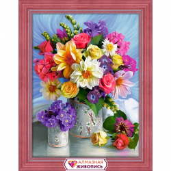 Набор для изготовления картин АЛМАЗНАЯ ЖИВОПИСЬ арт.АЖ.1623 Яркий букет 30х40 см