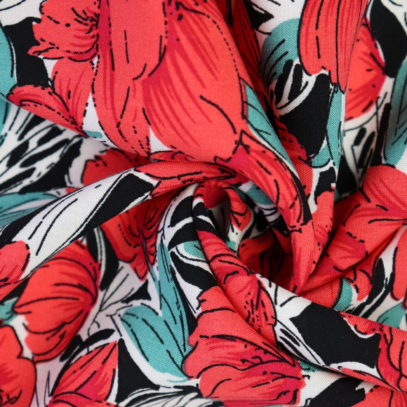 Ткань Штапель 105 г/м? 100% вискоза шир.150 см арт.Р.21049.02 цв.02 красный уп.25м