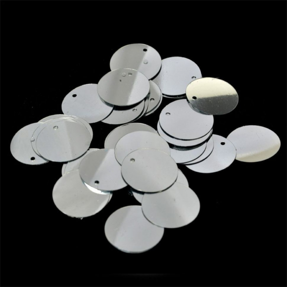 Пайетки россыпью арт.TBY-FLK105 20мм цв.001 серебряный уп.50г