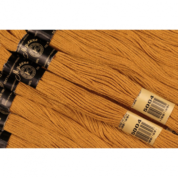 Нитки мулине цв.5004 горчичный 12х10м С-Пб