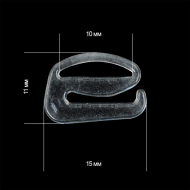 Крючок для бюстгальтера пластик TBY-82600 d10мм, цв.прозрачный, уп.100шт