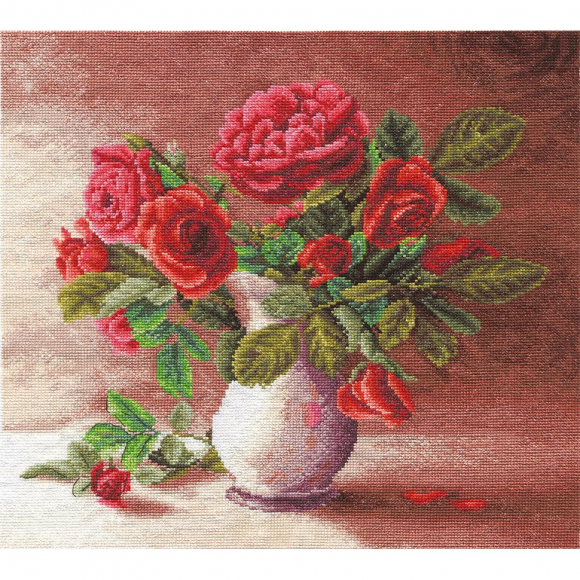 Набор для вышивания PANNA арт. C-1153 Красные розы в белом кувшине 31х30 см Набор для вышивания PANNA арт. C-1153 Красные розы в белом кувшине 31х30 см