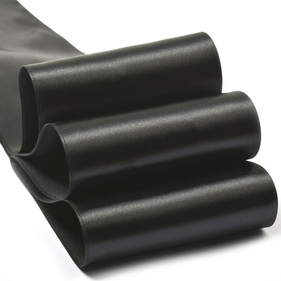 Лента атласная 100мм  цв.3173 черный IDEAL уп.27,4 м