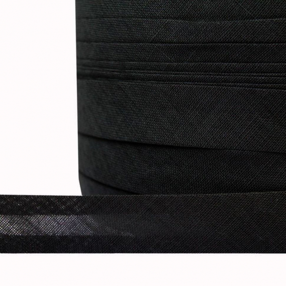 Косая бейка хлопок TBY арт.CB20 шир.20мм цв.F322 черный уп.132 м Косая бейка хлопок TBY арт.CB20 шир.20мм цв.F322 черный уп.132 м