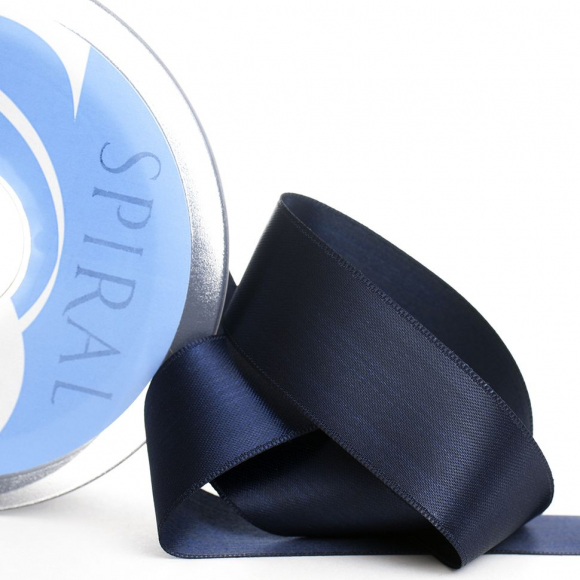 Лента атласная двусторонняя SAFISA, 6.5 мм, 25 м, цвет 15, синий темный