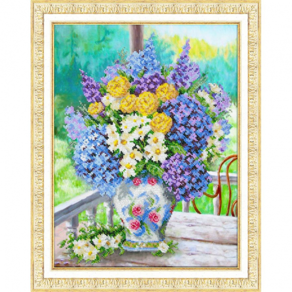 Набор для вышивания бисером ПАУТИНКА арт.Б-1255 Букет с гортензией 28х38 см