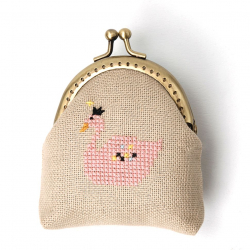 Набор для вышивания крестом XIU CRAFTS арт.2860403 Кошелек Розовый лебедь 9х8 см