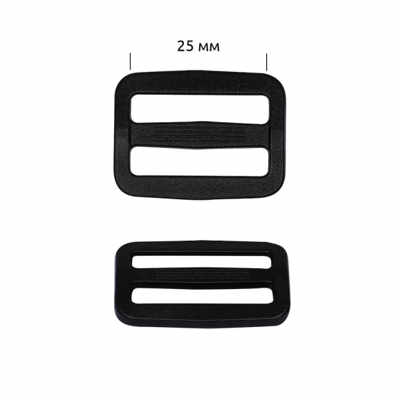 Пряжка регулятор двухщелевая пластик TBY.0143 25мм цв.черный уп.100 шт