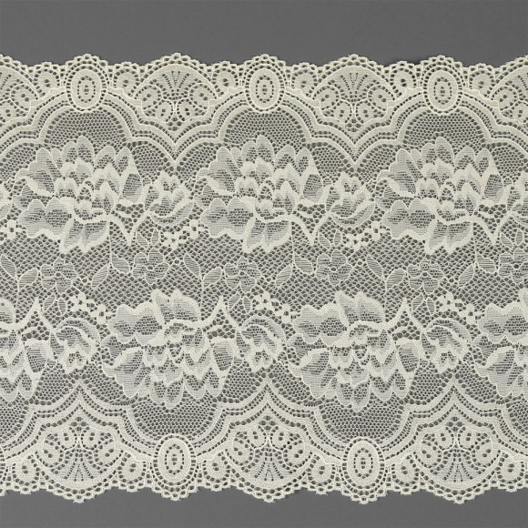 Кружево-стрейч KRUZHEVO арт.TBY.30257 шир.200мм цв.05 экрю уп.25м