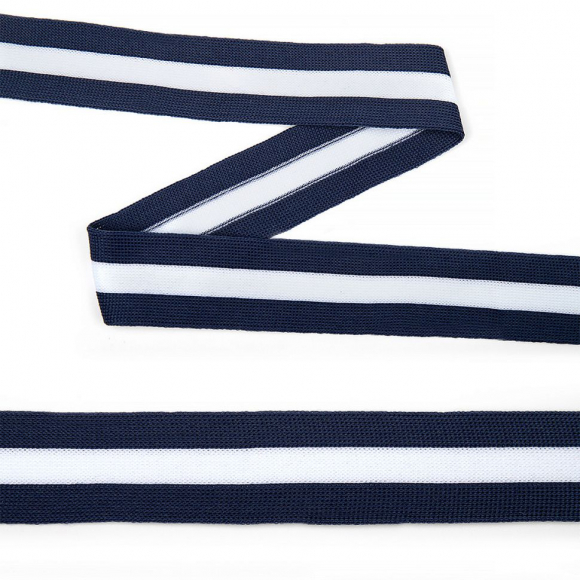 Тесьма TBY трикотажная Лампас KTS4230 шир.30мм цв.темно-синий уп.10м Тесьма TBY трикотажная Лампас KTS4230 шир.30мм цв.темно-синий уп.10м