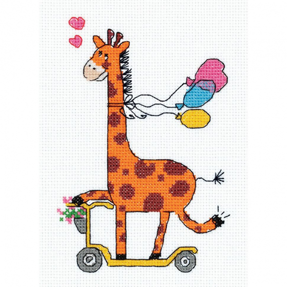 Набор для вышивания KLART арт. 8-333 Жираф на самокате 12,5х16,5 Набор для вышивания KLART арт. 8-333 Жираф на самокате 12,5х16,5