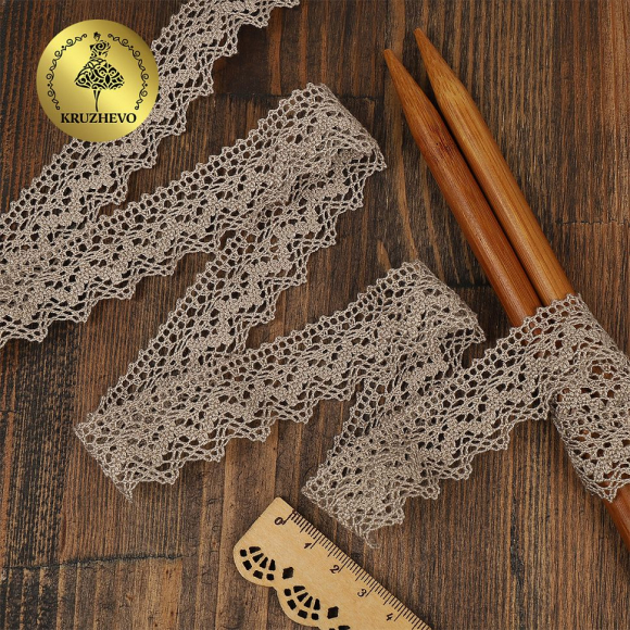 Кружево из мерсеризованного хлопка KRUZHEVO 25мм арт.TR.3207 цв.09 лен, уп.10м