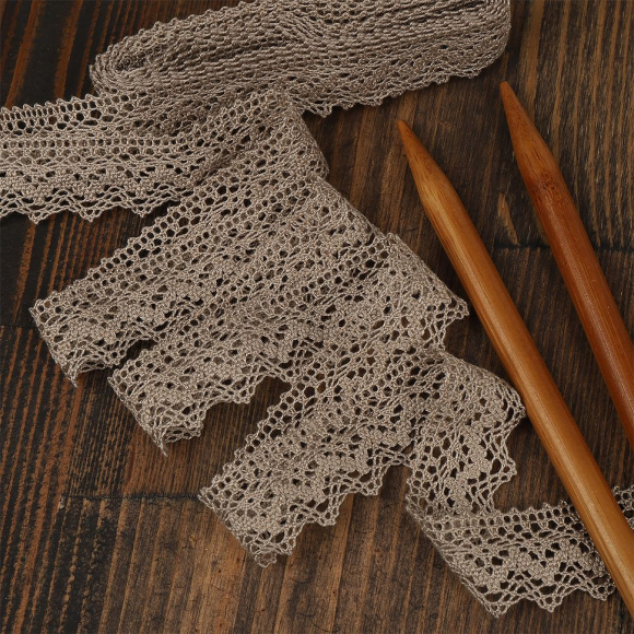 Кружево из мерсеризованного хлопка KRUZHEVO 25мм арт.TR.3207 цв.09 лен, уп.10м