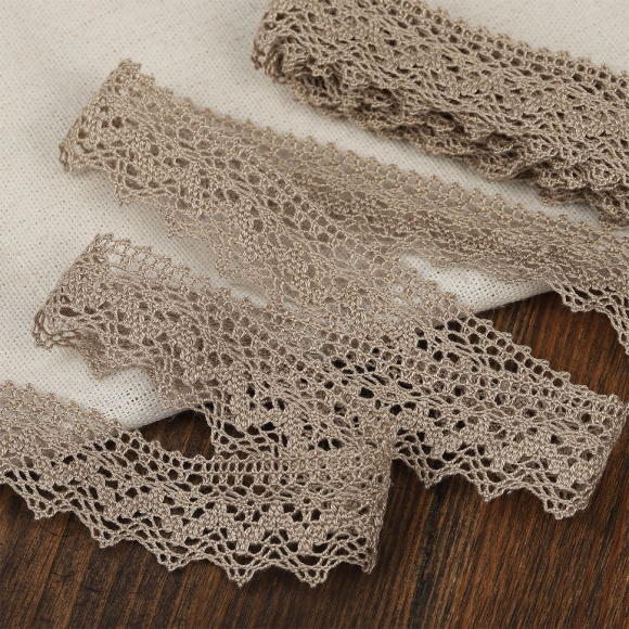 Кружево из мерсеризованного хлопка KRUZHEVO 25мм арт.TR.3207 цв.09 лен, уп.10м