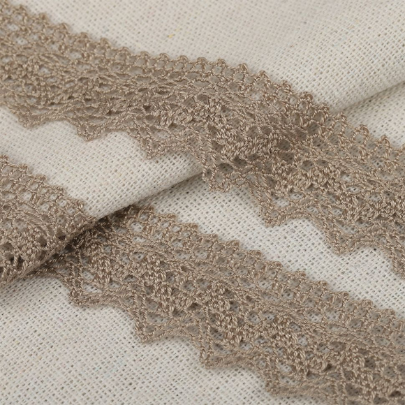 Кружево из мерсеризованного хлопка KRUZHEVO 25мм арт.TR.3207 цв.09 лен, уп.10м