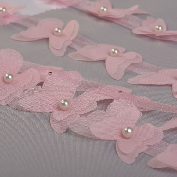 Кружево 3D арт.TBY.1313 Бабочки цв.02 нежно-розовый, уп.9,14м